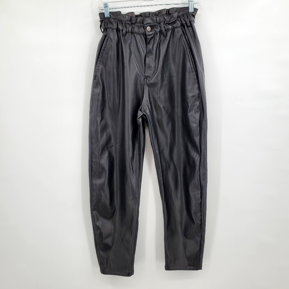 Zara Baggy High Rise Faux Leather Pants - Picture 3 of 11